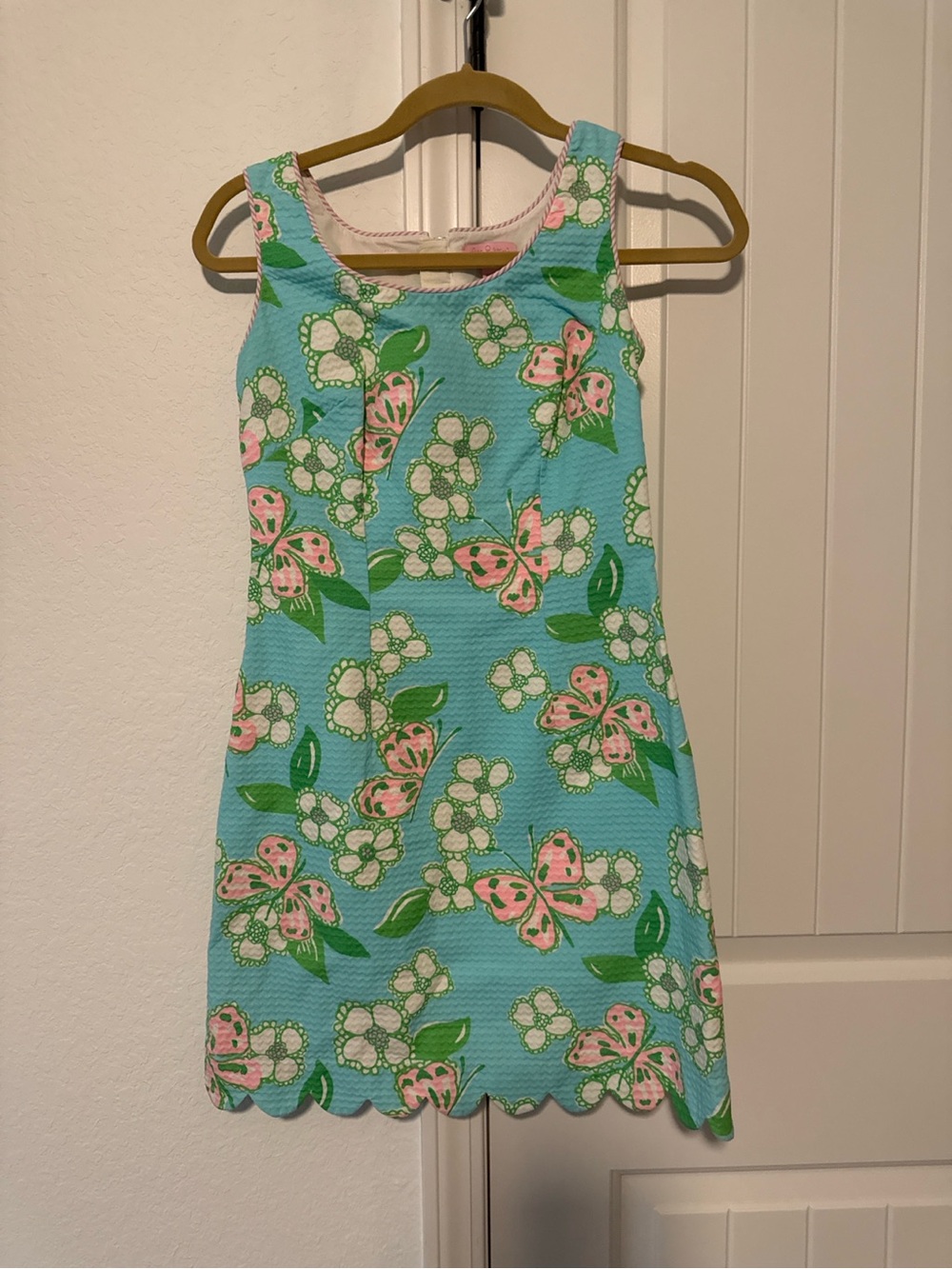 Lilly Pulitzer Nina Tootie Butterfly Dress Size 00 Scalloped Hem Bow Back